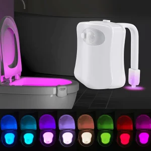 veilleuse de nuit WC avec capteur de mouvement et 8 couleurs LED