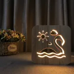 lampe veilleuse en bois cygne