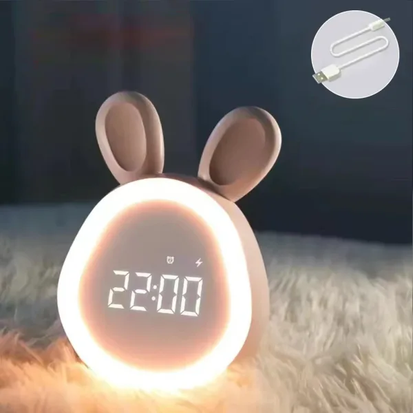 réveil veilleuse lapin Rose